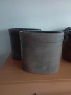 Bruine ovale stenen bloempot, Huis en Inrichting, Ophalen, Nieuw