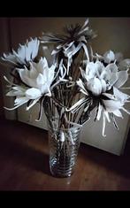 Vaas met kunstbloemen, Ophalen, Zo goed als nieuw, Glas, Minder dan 50 cm