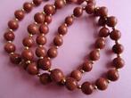 jwg Vintage 60s goudsteen stenen kralen ketting bruin goud, Verzenden, Overige materialen, Ketting, Met edelsteen