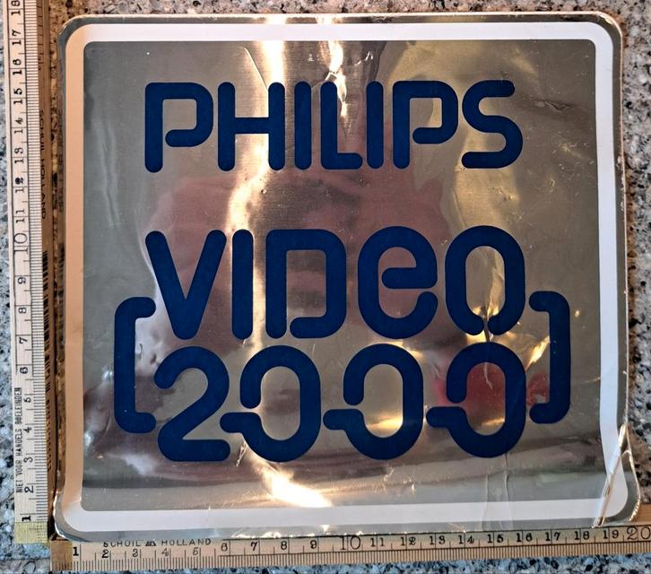 Grote glimmende spiegel sticker Phillips video 2000, Verzamelen, Stickers, Zo goed als nieuw, Ophalen of Verzenden
