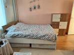 Complete Slaapkamer Set - Bed, Kasten & Bureau, Ophalen, Gebruikt, Beige, Tweepersoons
