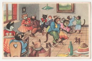 Dansende poezen en muizen.  1951. beschikbaar voor biedingen