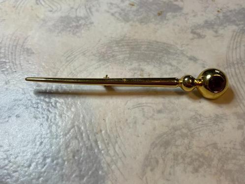 Monet vergulde broche met rode steen., Sieraden, Tassen en Uiterlijk, Antieke sieraden, Broche, Overige materialen, Verguld, Ophalen