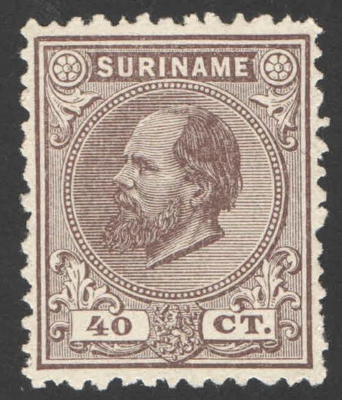 Suriname NVPH nr 12 postfris Koning Willem III 1888, Postzegels en Munten, Postzegels | Suriname, Postfris, Verzenden