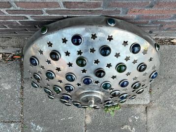 Vintage Marokkaanse plafoniere glas zilver groot beschikbaar voor biedingen