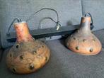 Vintage retro 60’s hanglamp koper met glas van Van Doorn, Ophalen, Gebruikt, Glas, Mid Century Modern