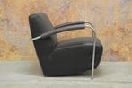 ZGANieuw! grijze Leolux Scylla designfauteuil in leer + stof, Metaal, Leolux, Leolux, Design