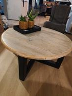 Houten Salontafel met stalen poot, Huis en Inrichting, Tafels | Salontafels, Ophalen, 50 tot 100 cm, Rond, 50 tot 100 cm