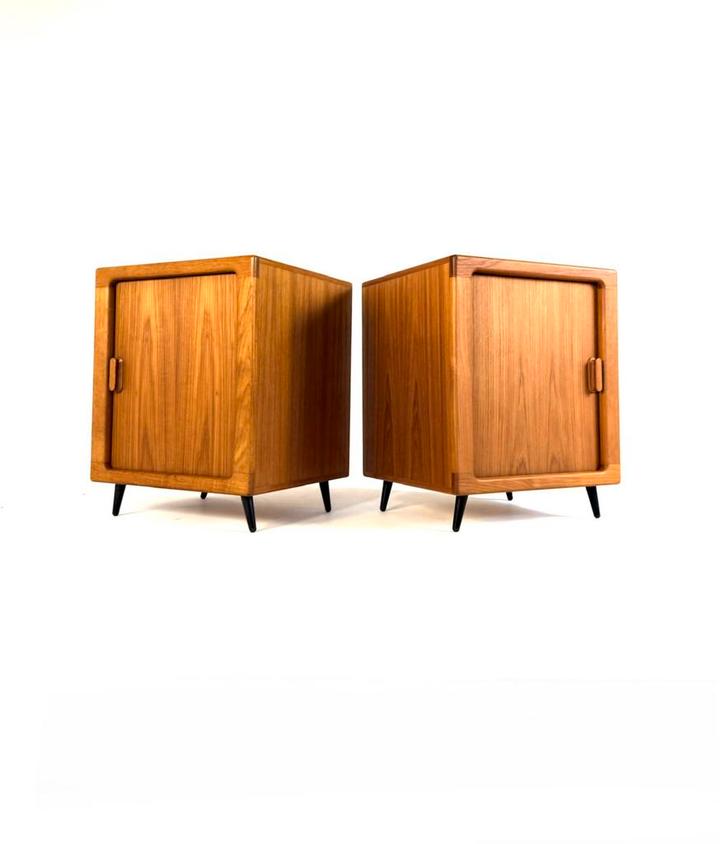 2x vintage Deense nachtkastjes, Silkenborg Møbelfabrik ‘80, Huis en Inrichting, Slaapkamer | Nachtkastjes, Zo goed als nieuw, 55 tot 70 cm