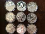 Zeer complete serie panda munten .999 zilver 10 yuan, Ophalen of Verzenden