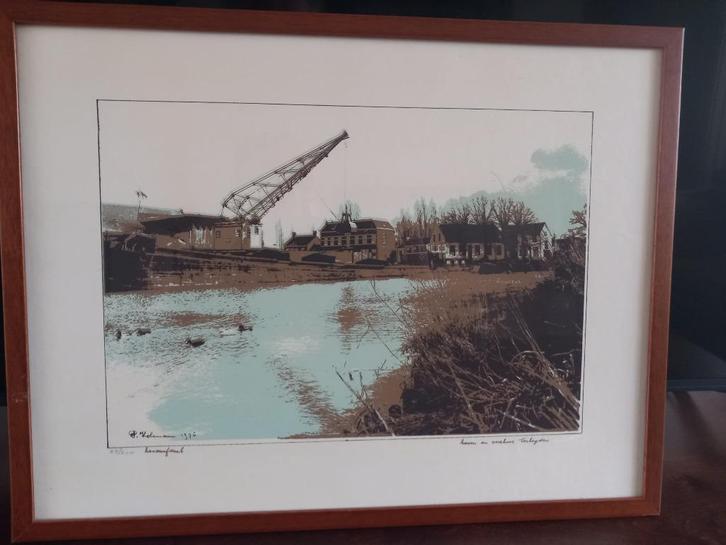 Terheijden handzeefdruk 1976, Antiek en Kunst, Kunst | Schilderijen | Modern, Ophalen