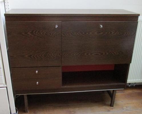 Originele vintage wandkast dressoir servieskast wengé fineer, Huis en Inrichting, Kasten | Dressoirs, Gebruikt, 100 tot 150 cm