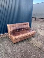 Vintage bank leer, Ophalen, Leer, Minder dan 150 cm, Gebruikt