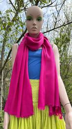 (34) Sjaal vintage omslagdoek roze - India - 203 cm bij 58, Ophalen of Verzenden, Zo goed als nieuw, Sjaal