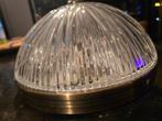 Plafonnière mooi  glas zijn als nieuw brons kleurige band, Ophalen of Verzenden, Zo goed als nieuw, Glas