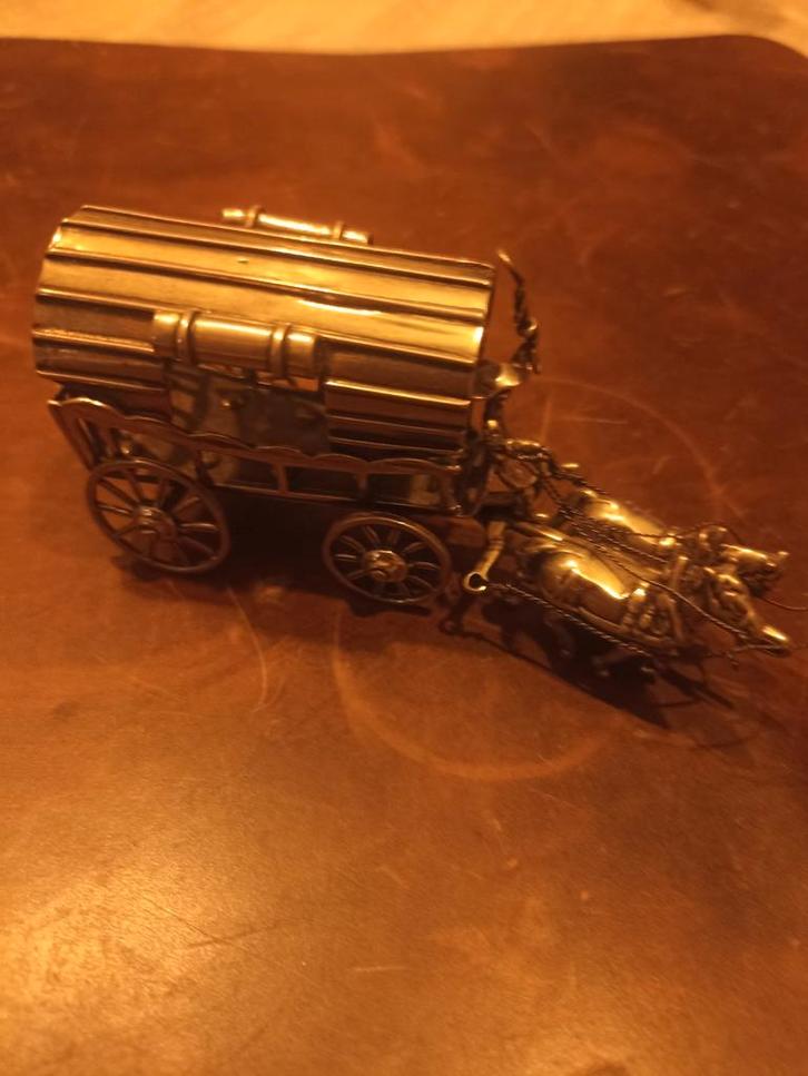 Zilveren Miniatuur voorwerpen, oa Huifkar met paarden ea., Antiek en Kunst, Antiek | Goud en Zilver, Ophalen