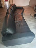 Zwarte leren Italsofa lounge hoekbank, Huis en Inrichting, Ophalen of Verzenden, Zo goed als nieuw, Leer, Modern