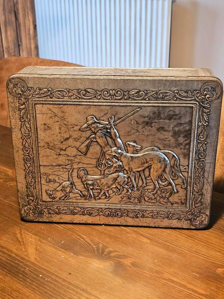 Vintage Bewaarblik - Jachttafereel, Antiek en Kunst, Antiek | Tin, Ophalen of Verzenden