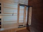 Steigerhouten side table met zwart metalen frame, Ophalen, 100 tot 150 cm, Zo goed als nieuw, Metaal