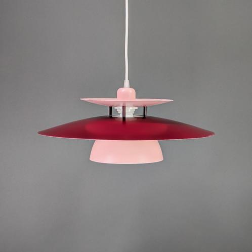 Unieke hanglamp roze, retro vintage lamp, Deens Design lamp, Huis en Inrichting, Lampen | Hanglampen, Zo goed als nieuw, 75 cm of meer