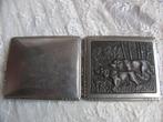 Oud Sigaretten Doosje met Jachthond - 8.5 x 7 cm, Antiek en Kunst, Curiosa en Brocante, Verzenden