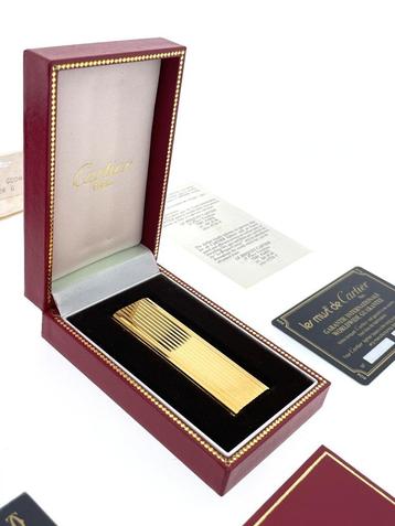 Les Must de Cartier Vermeil Briquet Oval Striped - Full Set beschikbaar voor biedingen