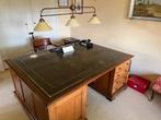 Massief mahonie houten  partner Bureau met Lederen Blad, Ophalen