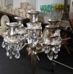 kandelaar/Antieke zware chroom kandelaar, Ophalen of Verzenden, Brons of Koper, Minder dan 25 cm