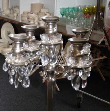  kandelaar/Antieke zware chroom kandelaar beschikbaar voor biedingen