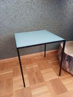 Retro bijzettafel, staal en glas, Huis en Inrichting, Tafels | Bijzettafels, Glas, Minder dan 45 cm, Rechthoekig, Retro