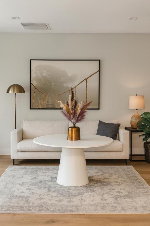 Eettafel Sofi rond 130cm Modern wit met extra 50%Korting, Huis en Inrichting, Tafels | Eettafels, Nieuw, 100 tot 150 cm, 100 tot 150 cm