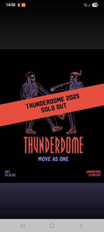 1 Ticket voor Thunderdome Jaarbeurs Utrecht 13-12-2025 beschikbaar voor biedingen