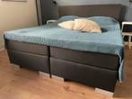 Boxspring 180x200 met topper en hoofdbord, Ophalen, Gebruikt, Zwart, Tweepersoons