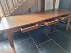 Teak houten tafel met 3 laden, 250 bij 96.5 cm, Huis en Inrichting, 200 cm of meer, 50 tot 100 cm, Teakhout, Gebruikt