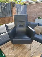 2 Moderne leren Goosens fauteuil – zwart, Ophalen, Zo goed als nieuw, Leer, 50 tot 75 cm