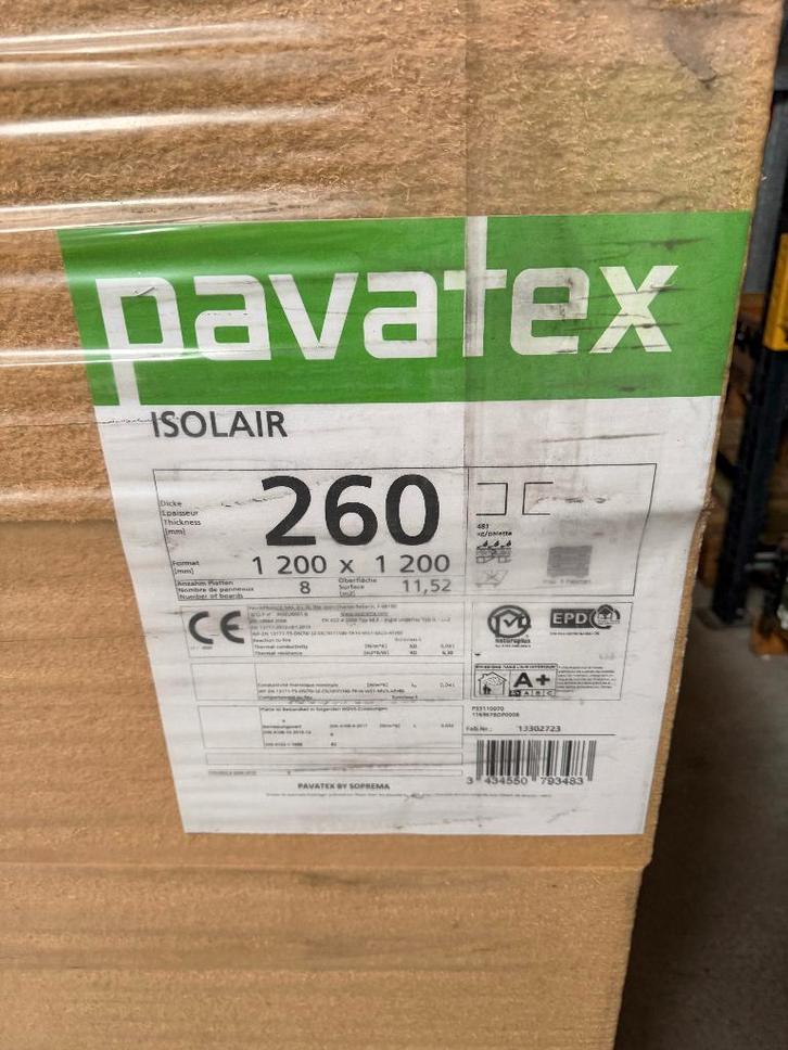 Pavatex Pavaflex houtvezel isolatie biobased 260 MM, Rd 6.3!, Doe-het-zelf en Verbouw, Isolatie en Afdichting, Nieuw, Muurisolatie