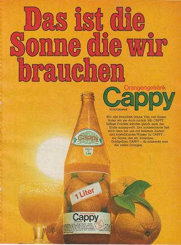 Retro reclame 1969 Cappy frisdrank Coca-Cola daar is de zon beschikbaar voor biedingen