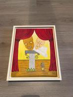 Schilderij - Theater Maskers - 33,5x27,5 cm, Antiek en Kunst, Ophalen of Verzenden
