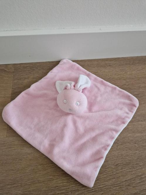 Knuffeldoekje Bambino roze wit konijn doekje K9147, Kinderen en Baby's, Speelgoed | Knuffels en Pluche, Zo goed als nieuw, Konijn