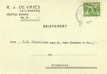 R.J. de Vries, Zeilmakerij, Delfzijl - 01.1940 - briefkaart beschikbaar voor biedingen