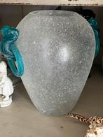 Murano Scavo Urnvaas met Turquoise Handgrepen, Verzenden
