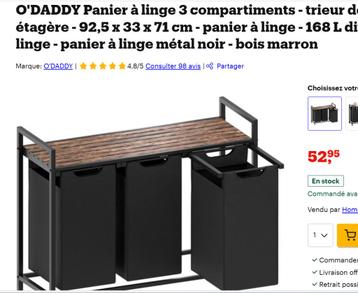 O'DADDY Laundry Basket – 3 Compartments, New in Box beschikbaar voor biedingen
