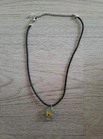 Ketting zwart koord bloem halsketting necklace verstelbaar, Overige materialen, Verstelbaar, Zwart, Ophalen of Verzenden