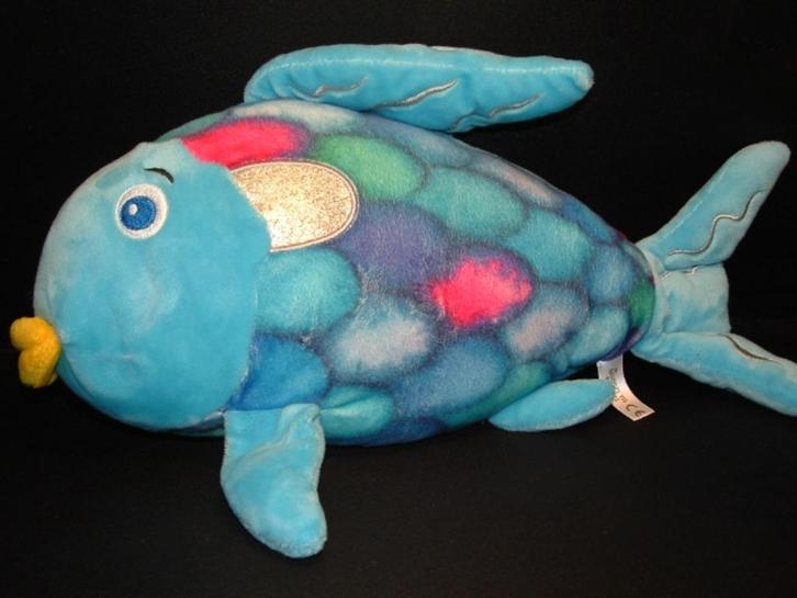 DE MOOISTE VIS VAN DE ZEE VELOURS BLAUW MET BONT, Kinderen en Baby's, Speelgoed | Knuffels en Pluche, Nieuw, Overige typen, Verzenden