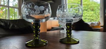 Vintage Wijnglazen Roemer  met Druivenmotief - Set van 2 beschikbaar voor biedingen