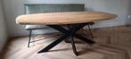 Deens ovale eettafel massief eiken blad, matrixpoot/spinpoot, Huis en Inrichting, Tafels | Eettafels, Ophalen, 100 tot 150 cm