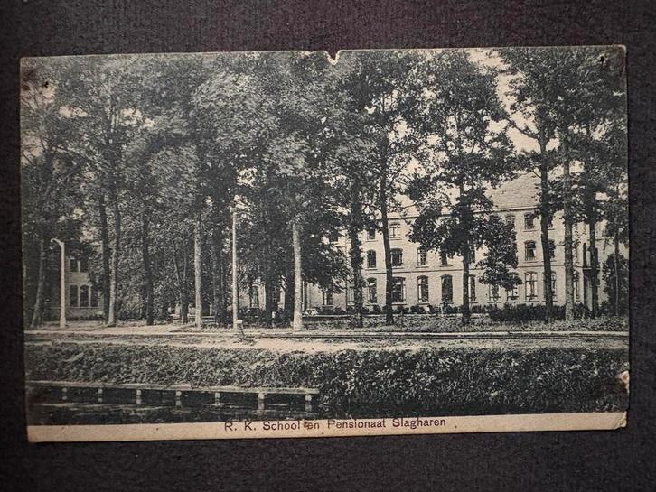 Oude briefkaart R.K. School Slagharen, Verzamelen, Ansichtkaarten | Buitenland, Gelopen, België en Luxemburg, 1920 tot 1940, Ophalen of Verzenden