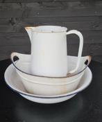 Schaal, teiltje, kan. wit emaille voor de tuin of terras, Gebruikt, Rond, Ophalen of Verzenden, Minder dan 40 cm