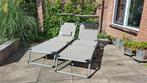 2 Opvouwbare ligbedden met zonnedek., Tuin en Terras, Ligbedden, Ophalen, Gebruikt, Aluminium, Verstelbaar