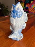 Blauw-wit keramische vis vaas, Blauw, Aardewerk of Porselein, Ophalen of Verzenden, Zo goed als nieuw